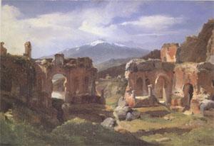 Achille-Etna Michallon Ruins of the Theater at Taormina (Sicily) (mk05) oil painting image